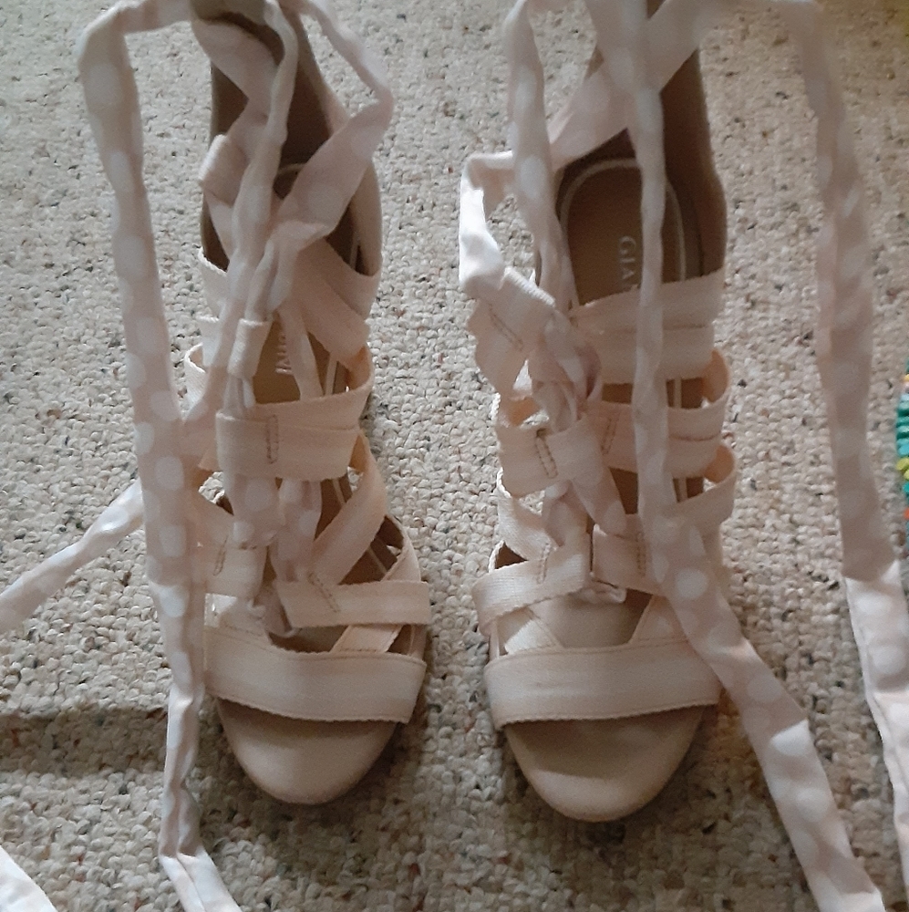 Lace up high heels